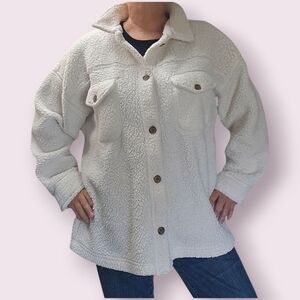32 Degrees Cream Faux Sherpa Shacket Size XL